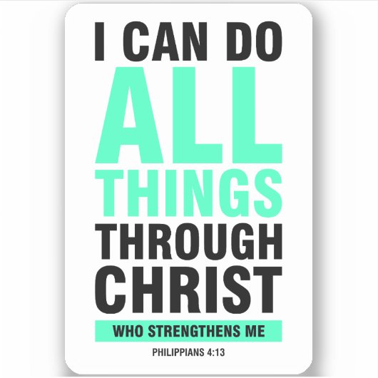 Ich kann alles durch Handgelenk, Bibelverse tun Aufkleber (Vorderseite)