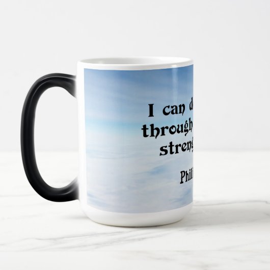 Ich kann alles durch...Philippinen 4:13 Verwandlungstasse (Links)