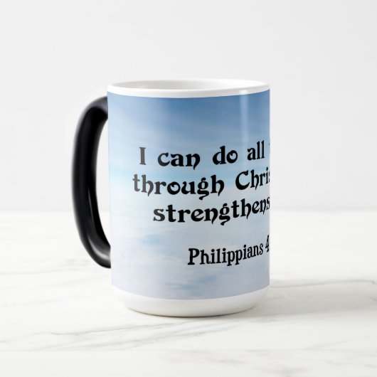 Ich kann alles durch...Philippinen 4:13 Verwandlungstasse (Vorderseite Links)