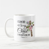 Ich kann alles kreuzen Blumenschrift Phil 4 Kaffeetasse (Links)
