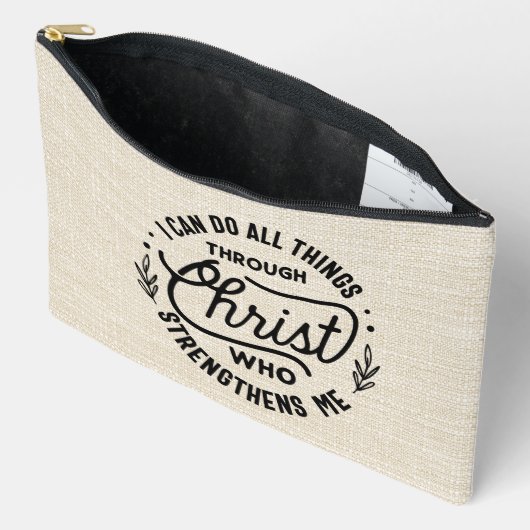 Ich kann alles machen, wenn die Leinwand Christi a Zubehörtasche (Offen)
