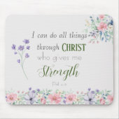 Ich kann alles tun Bibelverse Elegant botanisch Mousepad (Vorne)