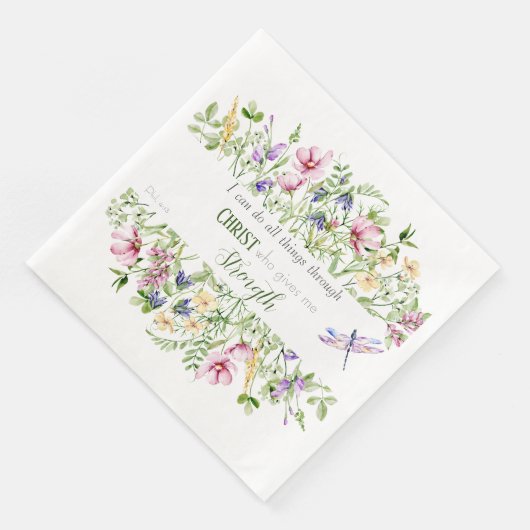 Ich kann alles tun Bibelverse Elegant botanisch Serviette (Ecke)