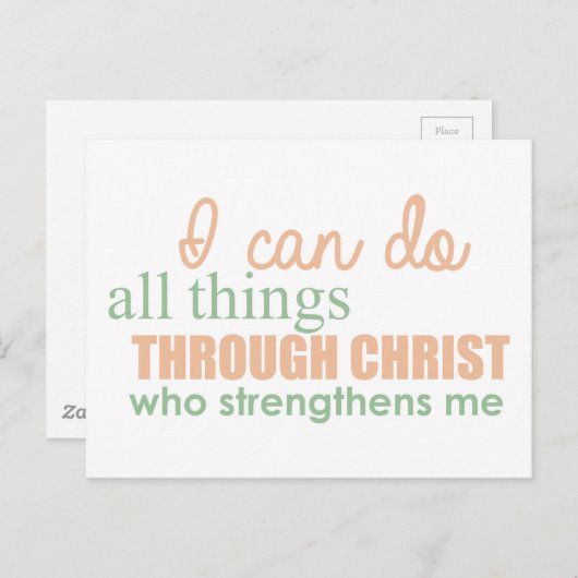 Ich kann alles tun durch Christus Wer stärkt Postkarte (Vorne/Hinten)