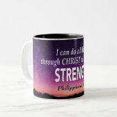 ICH KANN ALLES TUN Phil 4:13 Christliche Schrift Zweifarbige Tasse (Vorderseite Links)