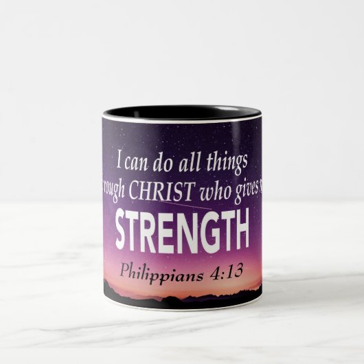 ICH KANN ALLES TUN Phil 4:13 Christliche Schrift Zweifarbige Tasse (Mittel)