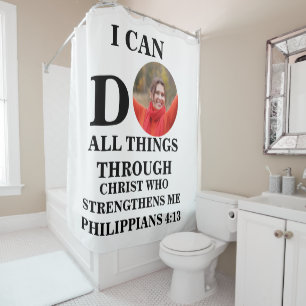 Ich kann alles tun, was Christliche Foto Bibel Ver Duschvorhang