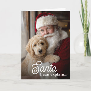 Ich kann den lustigen Hund mit Santa Haustierfoto Feiertagskarte