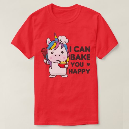 Ich kann dich glücklich backen Niedlich Unicorn is T-Shirt (Design vorne)