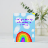 Ich kann dich nicht umarmen und einen Regenbogen s Postkarte (Stehend Vorderseite)
