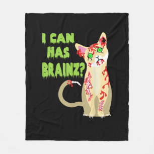 Ich kann ein Gehirn-Zombie-Cat-Shirt haben Fleecedecke