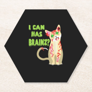 Ich kann ein Gehirn-Zombie-Cat-Shirt haben Untersetzer