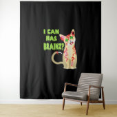 Ich kann ein Gehirn-Zombie-Cat-Shirt haben Wandteppich (Beispiel)