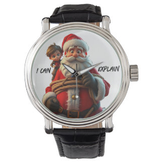 Ich kann erklären, Cartoon Weihnachtsmann und Klei Armbanduhr