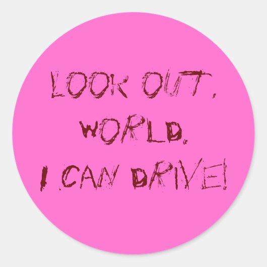 Ich kann fahren! runder aufkleber (Vorderseite)