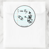 Ich kann fliegen. runder aufkleber (Tasche)