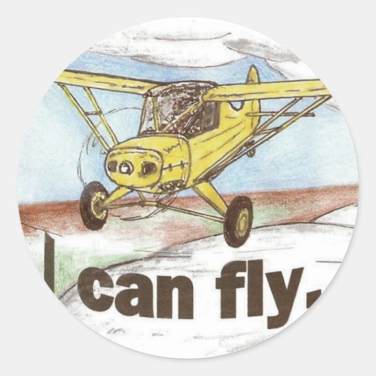 Ich kann fliegen runder aufkleber (Vorderseite)