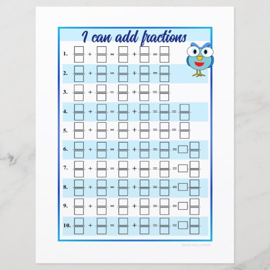 Ich kann Fractions-Vorlagen hinzufügen und subtrah (Vorderseite)