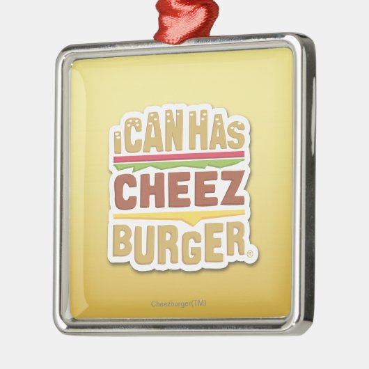 Ich kann habe Cheezburger (Schatten) Silbernes Ornament (Links)