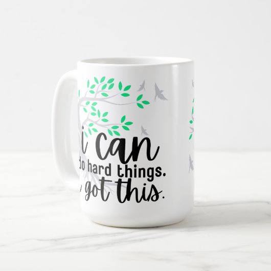 Ich kann harte Dinge tun (heller Baum des Lebens) Kaffeetasse (Vorderseite Links)