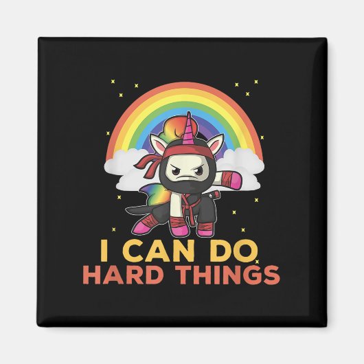 Ich kann harte Dinge tun Rainbow Ninja Magnet (Vorne)