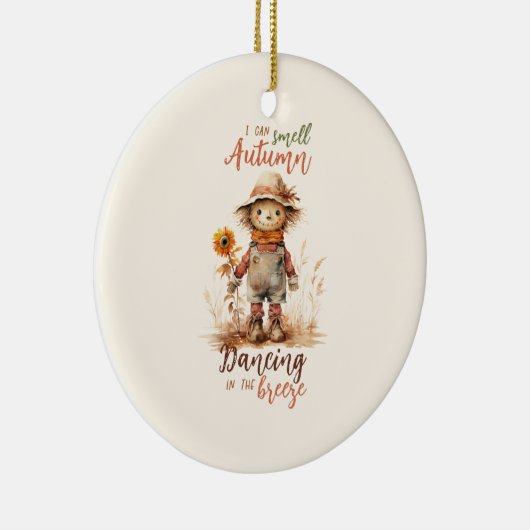 Ich kann Herbst riechen - rustikale Vogelscheuche  Keramik Ornament (Rechts)