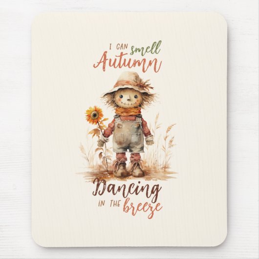 Ich kann Herbst riechen - rustikale Vogelscheuche Mousepad (Vorne)
