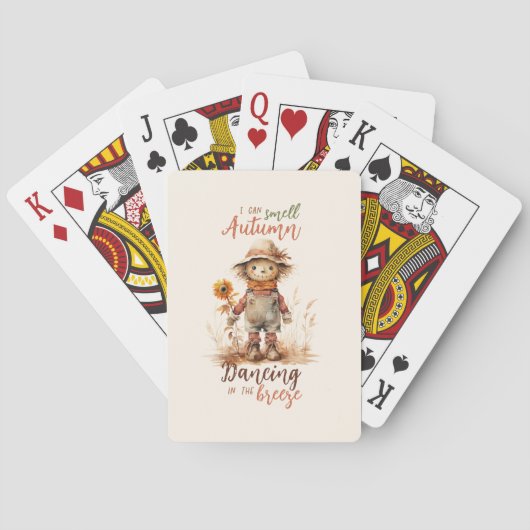 Ich kann Herbst riechen - rustikale Vogelscheuche Spielkarten (Rückseite)