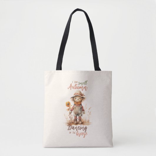 Ich kann Herbst riechen - rustikale Vogelscheuche Tasche (Vorderseite)