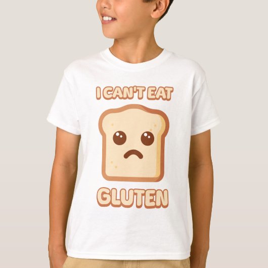 Ich kann kein Gluten essen! Niedlicher Cartoon T-Shirt (Vorderseite)