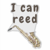 Ich kann lesen: Saxophon Aufkleber (Vorderseite)