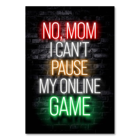 Ich kann mein Online-Spiel nicht pausieren Tischnummer (Vorderseite)