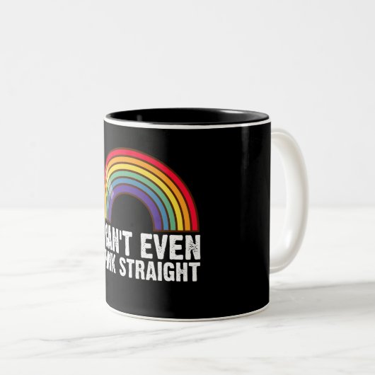 Ich kann nicht einmal denken, gerade LGBTQ-Stolz M Zweifarbige Tasse (VorderseiteRechts)