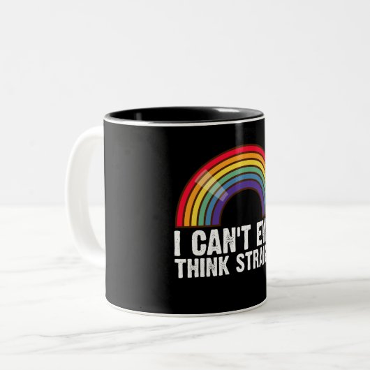 Ich kann nicht einmal denken, gerade LGBTQ-Stolz M Zweifarbige Tasse (Vorderseite Links)