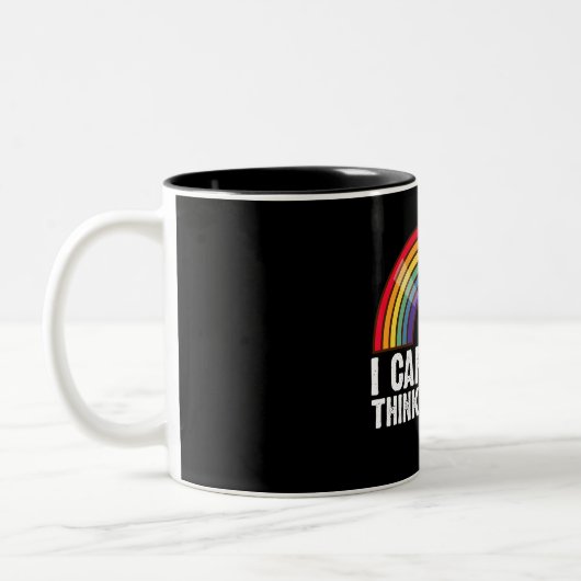 Ich kann nicht einmal denken, gerade LGBTQ-Stolz M Zweifarbige Tasse (Links)