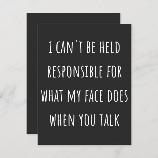 Ich kann nicht für das verantwortlich gemacht werd dankeskarte (Vorne/Hinten)