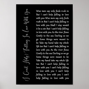 Ich kann nicht helfen, in Liebe mit dir Schwarzes Poster