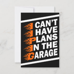 Ich kann nicht, ich habe Pläne in der Garage Auto Dankeskarte