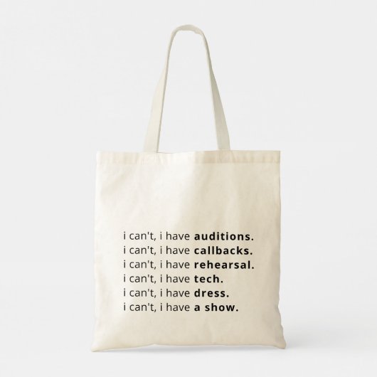 Ich kann nicht, ich habe... Tote Tasche. Tragetasche (Rückseite)