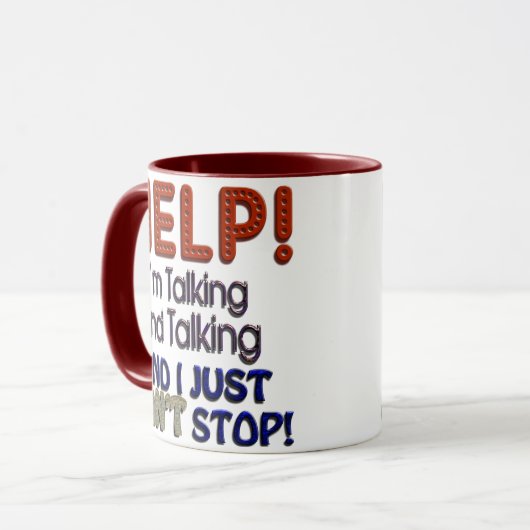 Ich kann nicht zu sprechen stoppen tasse (Vorderseite Links)