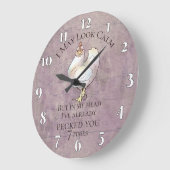 "Ich kann ruhiges" Huhn schauen Große Wanduhr (Winkel)