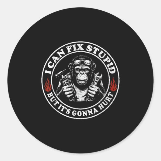 Ich kann Stud reparieren, aber es ist ein Affe mit Runder Aufkleber (Vorderseite)