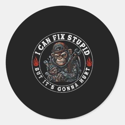 Ich kann Stud reparieren, aber es ist ein Affe mit Runder Aufkleber (Vorderseite)