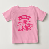 Ich kann und ich will | Niedlich Pink Girl Power Baby T-shirt (Vorderseite)