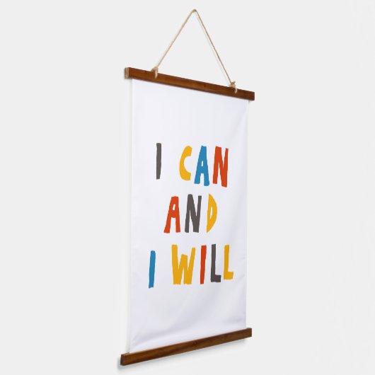 Ich kann und werde wandteppich mit holzrahmen (Gewinkelt)