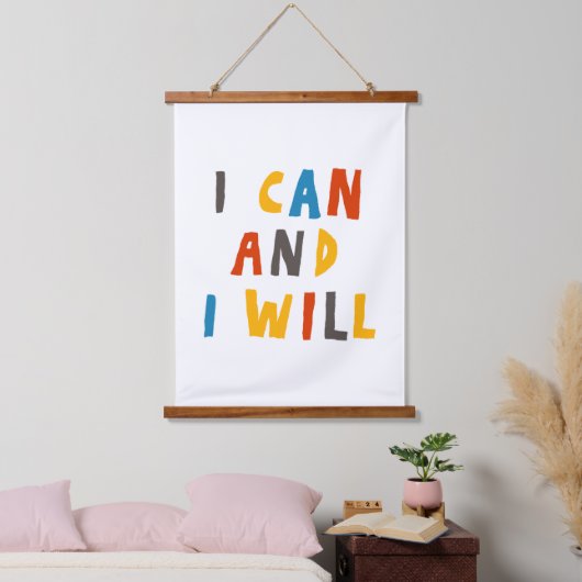 Ich kann und werde wandteppich mit holzrahmen (Schlafzimmer)