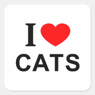 Ich ❤️ KATZEN ICH LIEBE KATZEN ICH HERZ KATZEN QUA Quadratischer Aufkleber