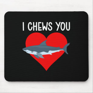 Ich kaue dich lustiger Hai Valentinstag Paar Kinde Mousepad