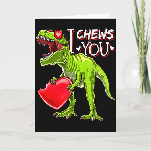 Ich kaue dir Valentins T-Rex Dinosaurier-Shirts Va Karte (Vorderseite)