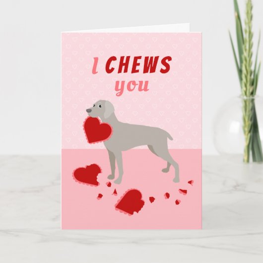 Ich kauen Sie Weimaraner Valentinstag Feiertagskarte (Vorderseite)
